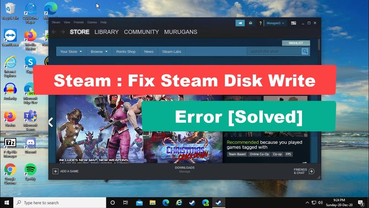 steam download paused disk write error